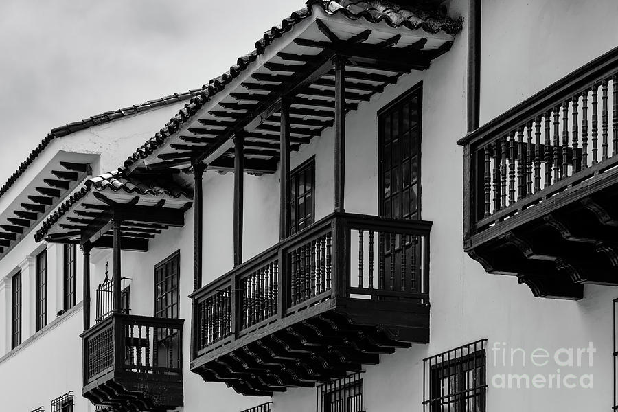 Bogota, Colombia - Spanish Colonial Balconies in the Historic La ...