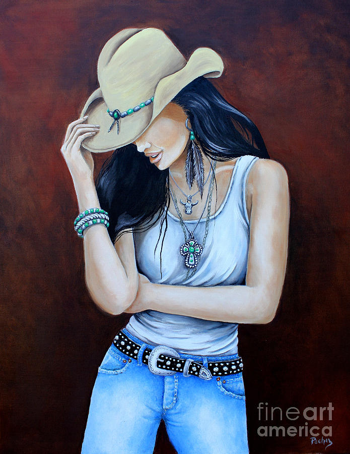 Bohemian Cowgirl Painting by Pechez Sepehri