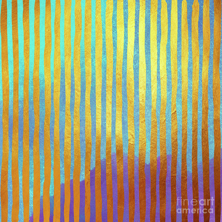 Abstract Painting - Bohemian Gold Stripes abstract by Tina Lavoie