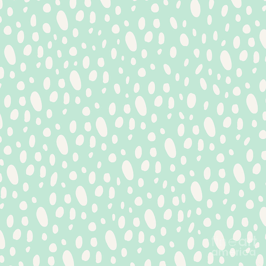 Pebbles Digital Art - Bohemian Pebbles - light blue and cream dot pattern by Allyson Johnson