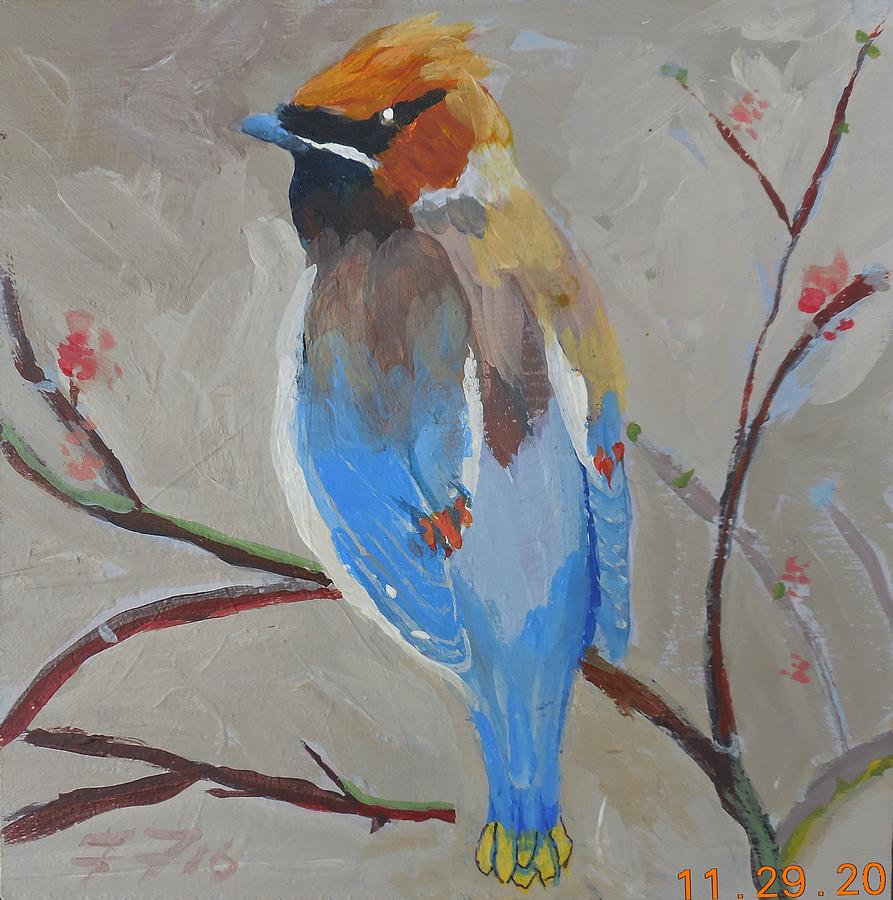 Bohemian Wax Wing Painting by Francine Frank