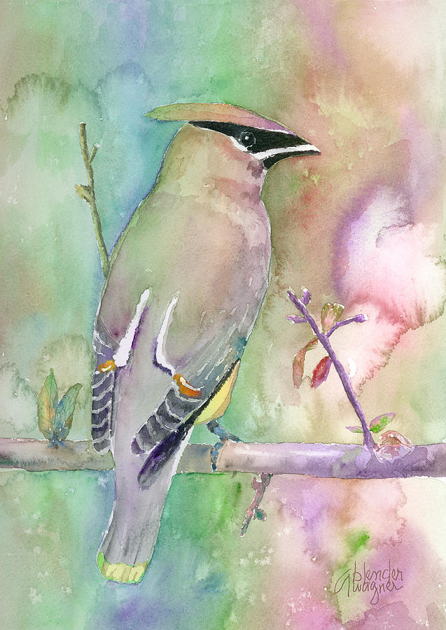 Bohemian Waxwing Painting by Arline Wagner