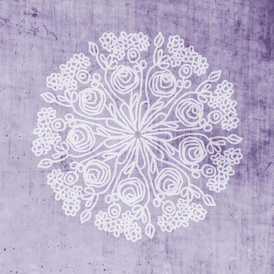 Boho Floral Mandala 1- Art by Linda Woods Mixed Media by Linda Woods