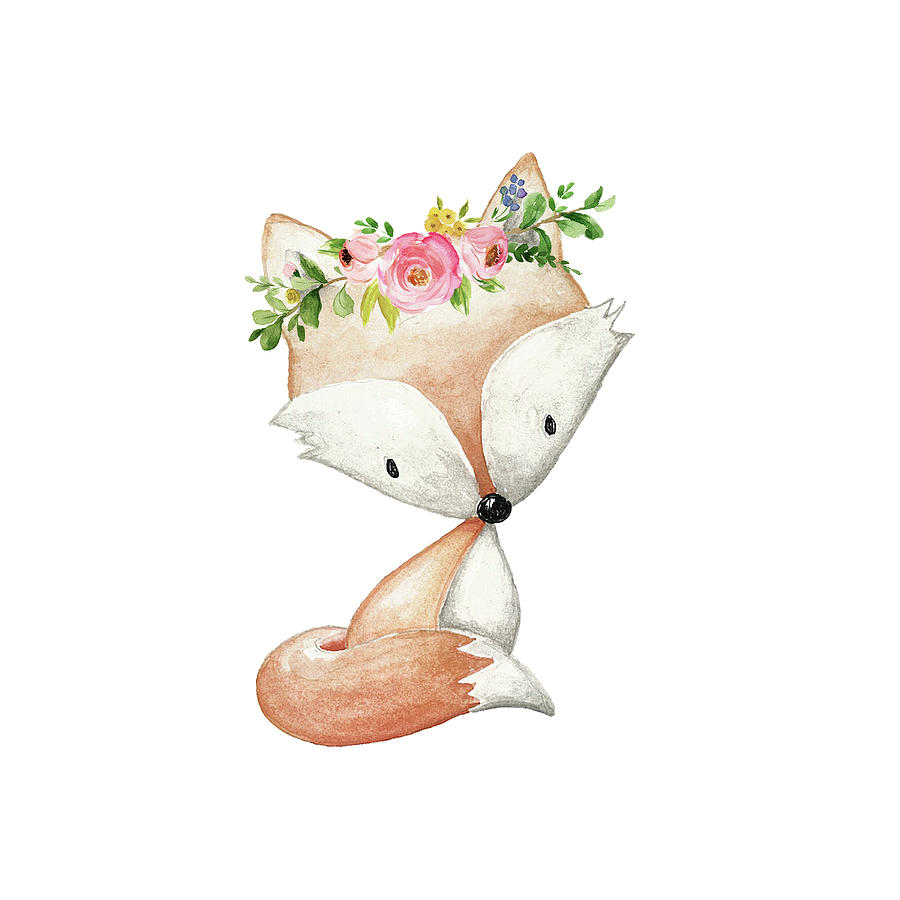 Fox Digital Art - Boho Fox 2 - Custom Order by Pink Forest Cafe