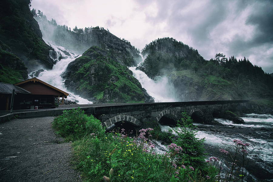 Nature Photograph - Boiling Latefossen flows by Oksana Bystritskaya
