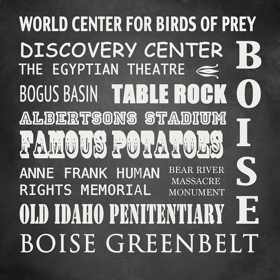 Boise Digital Art - Boise Famous Landmarks by Patricia Lintner