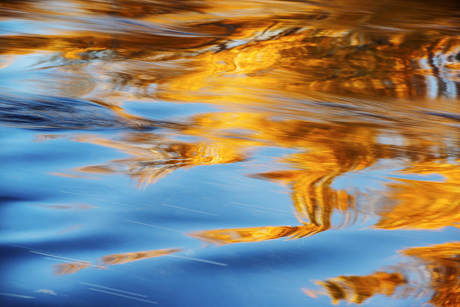 Abstract Photograph - Boise River Autumn Reflection abstract by Vishwanath Bhat