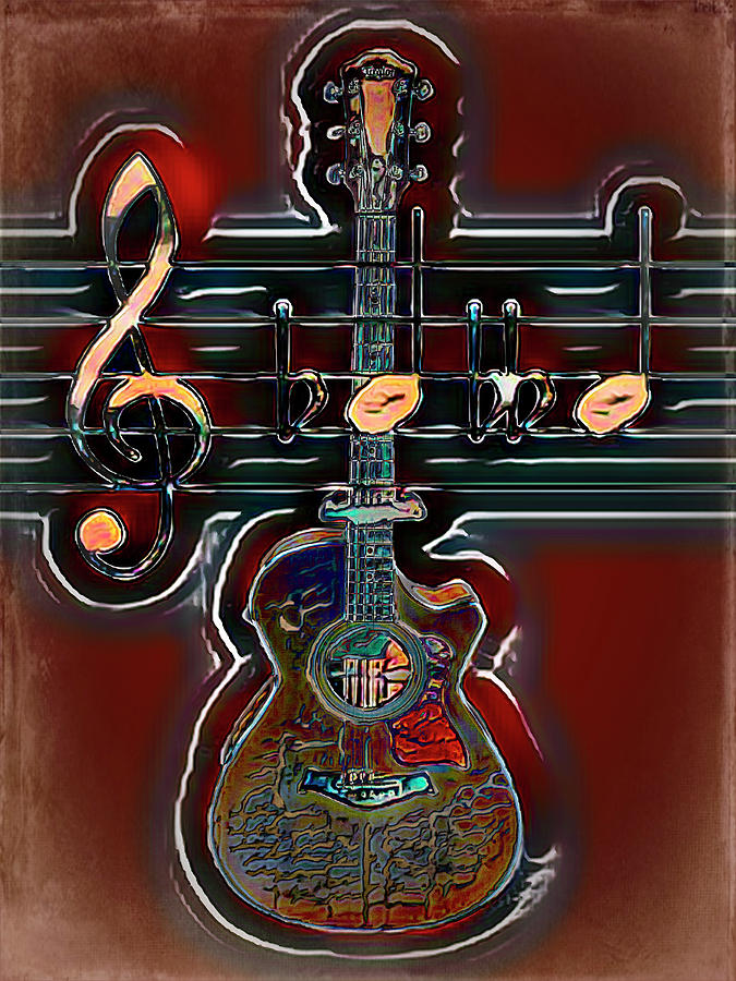 Bold and Red Guitar in Abstract Photograph by Debra and Dave Vanderlaan