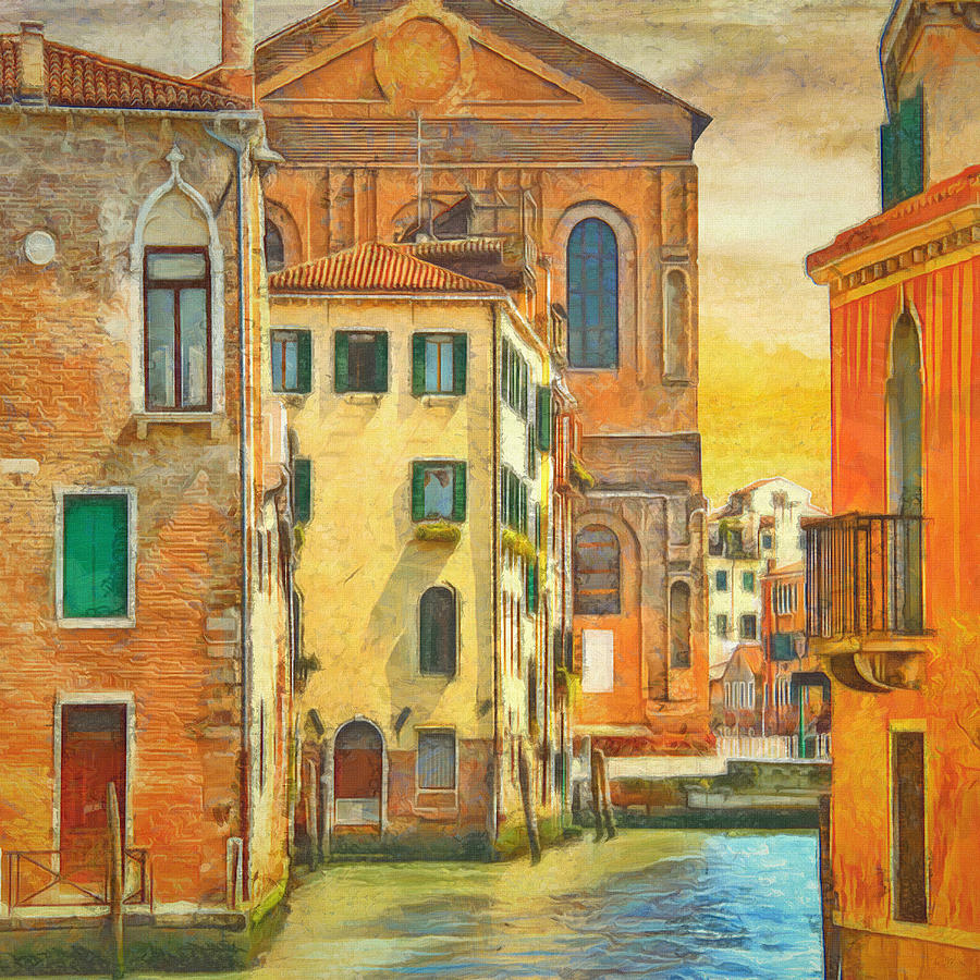 Architecture Painting - Bold Color of Venice by L Wright by L Wright