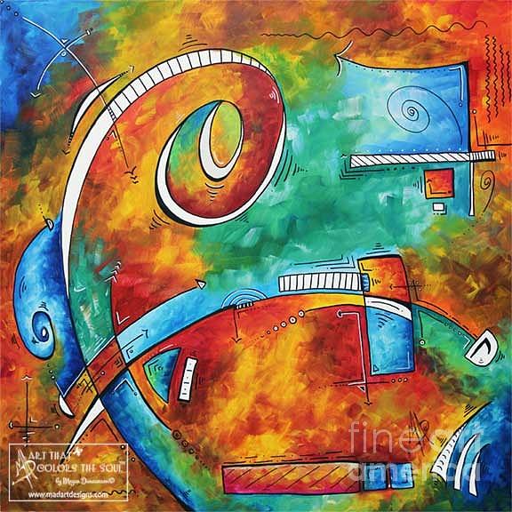 Abstract Painting - Bold Colorful Abstract PoP Art Original Contemporary Painting by Megan Duncanson Fire and Ice by Megan Aroon