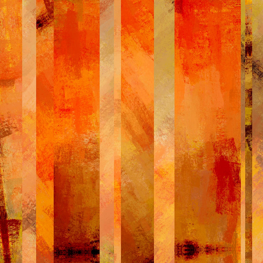 Brandi Fitzgerald Digital Art - Bold Orange Gold Vertical Bars by Brandi Fitzgerald