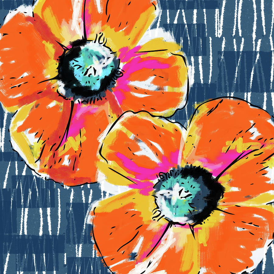 Flower Mixed Media - Bold Orange Poppies- Art by Linda Woods by Linda Woods