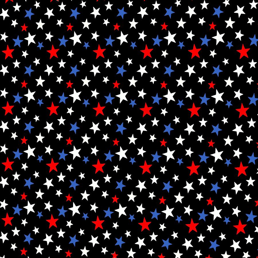 Bold Patriotic Stars In Red White and Blue on Black Digital Art by Taiche Acrylic Art
