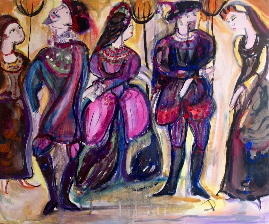 Bold Tudor party Painting by Judith Desrosiers