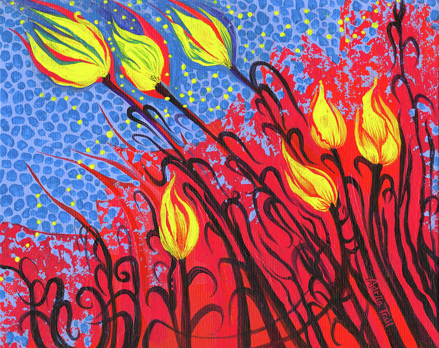 Bold Tulips Painting by Adria Trail