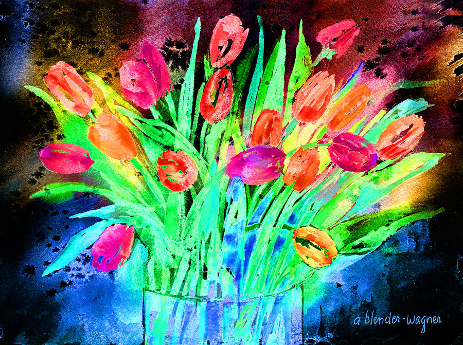 Bold Tulips Mixed Media by Arline Wagner