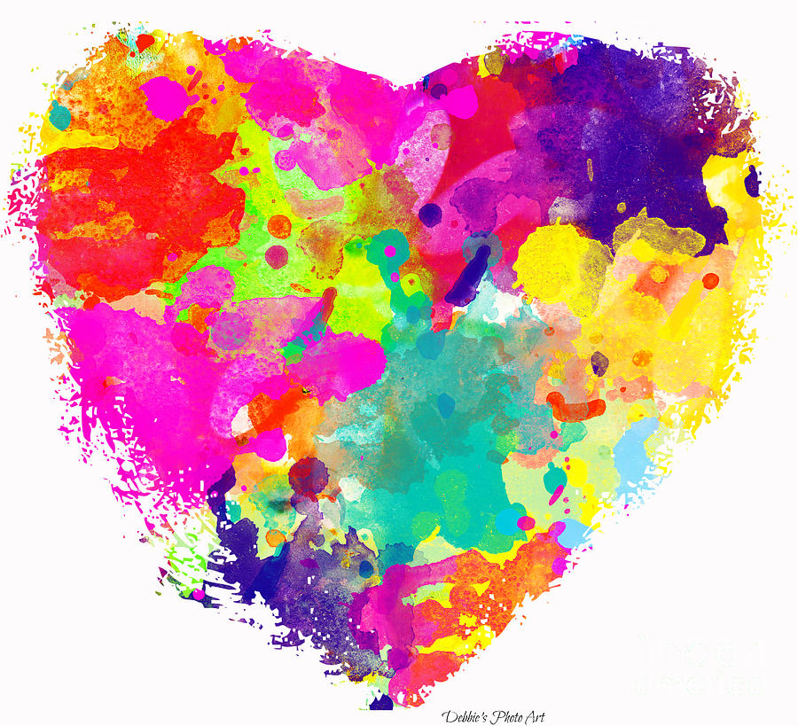 Bold Watercolor Heart - Digital Art Photograph by Debbie Portwood