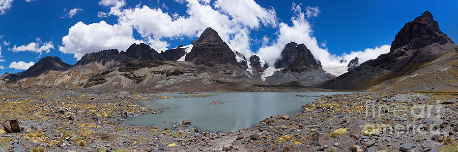 Bolivia mountain lake panorama Photograph by Warren Photographic