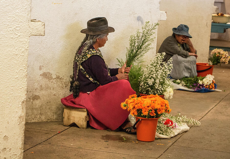 Bolivian Flower Sellers Photograph by Venetia Featherstone-Witty