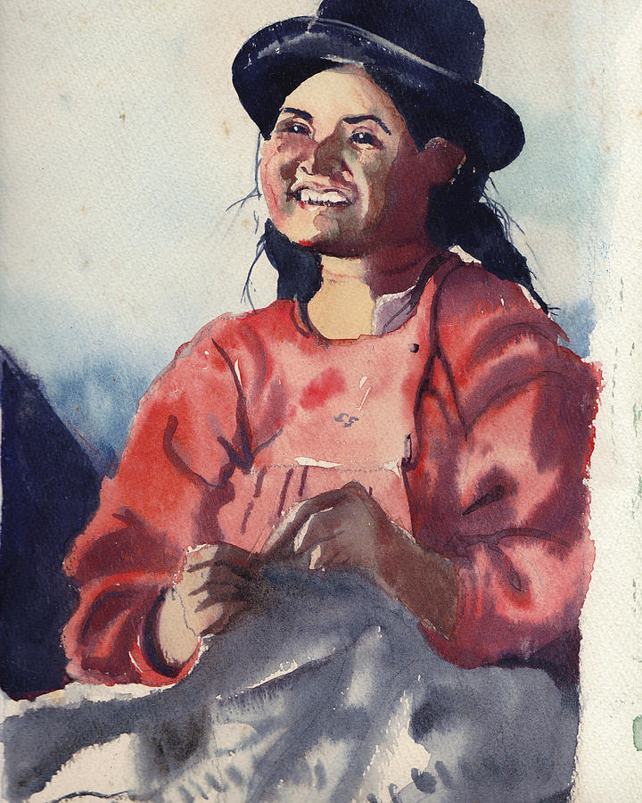 Bolivian Seamstress Painting by Gertrude Palmer