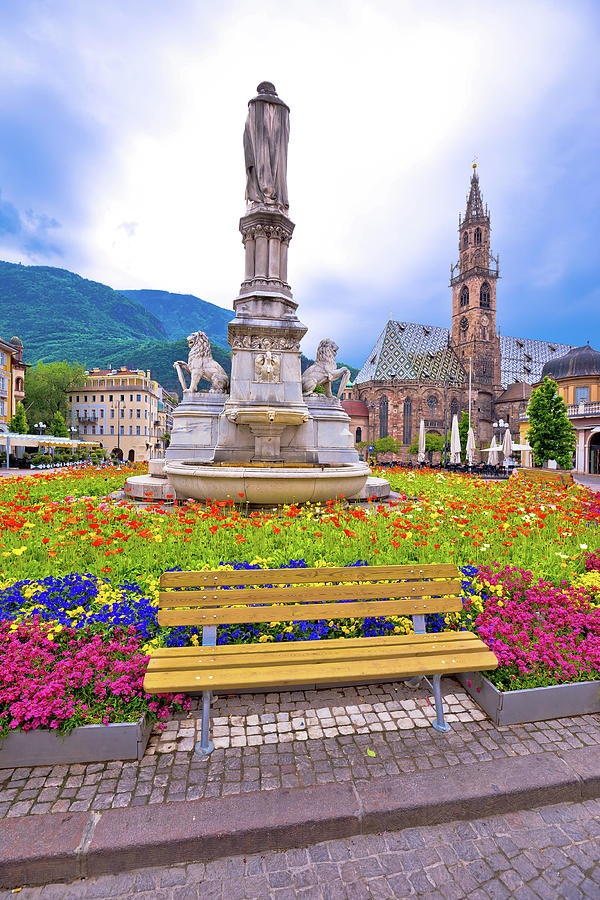 Bolzano main square and cathedral view Photograph by Brch Photography