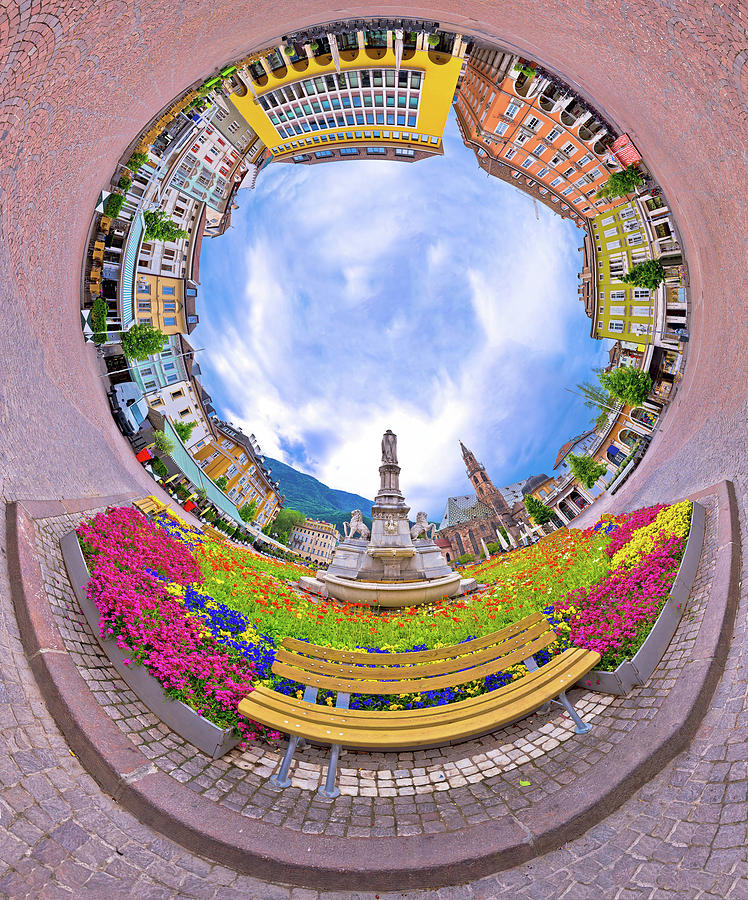 Bolzano main square planet perspective panorama Photograph by Brch Photography