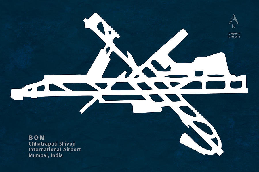Transportation Digital Art - BOM Chhatrapati Shivaji International Airport in Mumbai Runway S by Jurq Studio