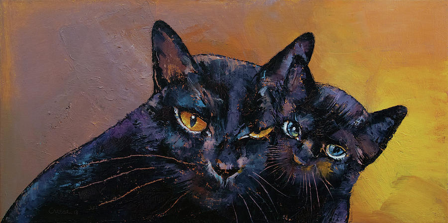 Bombay Cat with Kitten Painting by Michael Creese