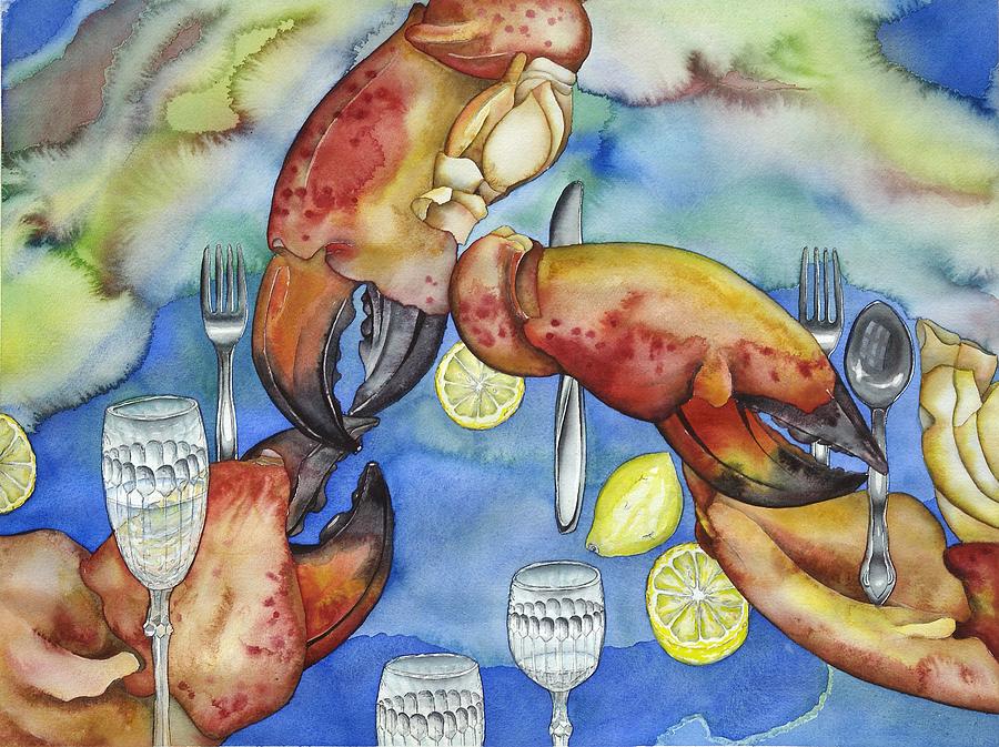 Bon appetit favorite food left image diptych Painting by Liduine Bekman