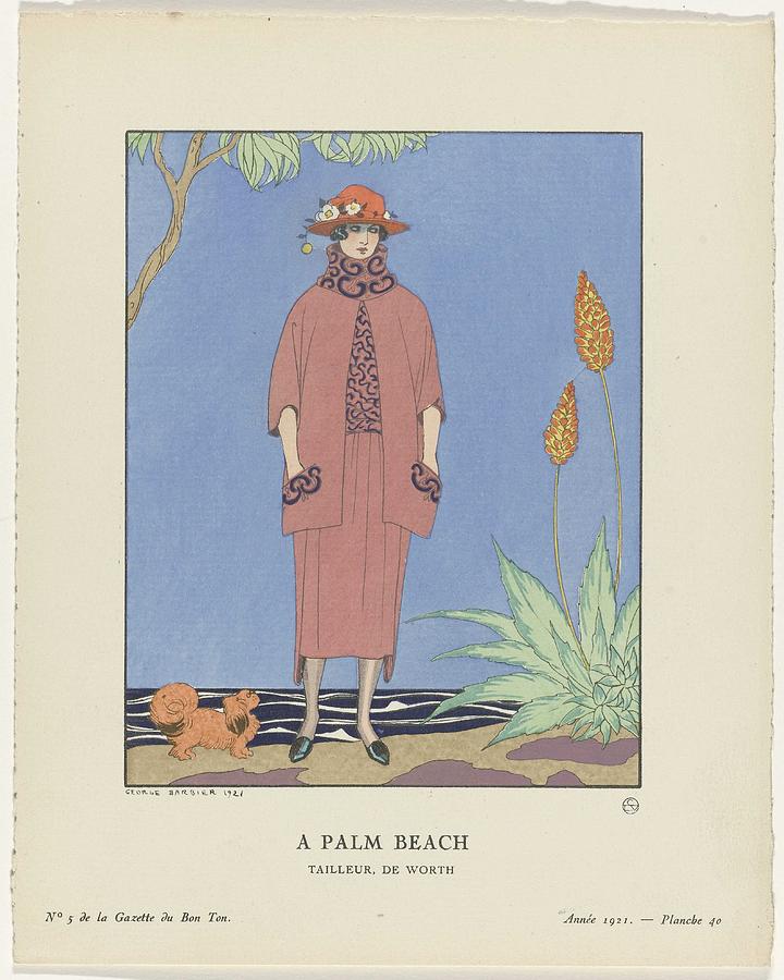 Bon Ton Gazette, 1921 - No. 5, Pl. 40 A Palm Beach  Tailor, Of Worth, George Barbier, 1921 Painting