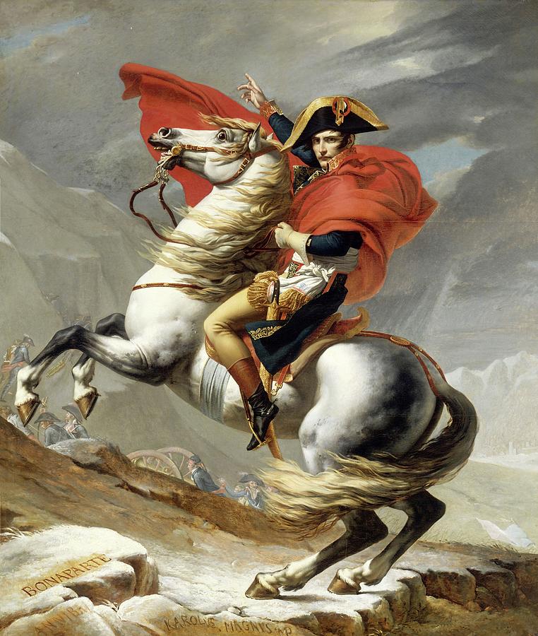 Bonaparte Crossing the Alps Painting by Jacques Louis David