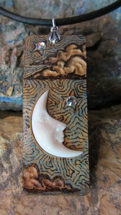 R116 Bone Moon in Gourd Wood  Jewelry by Barbara Prestridge