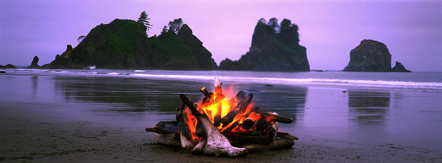 Nature Photograph - Bonfire On The Beach, Point Of The by Panoramic Images