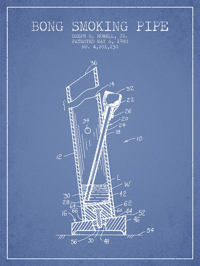 Vintage Digital Art - Bong Smoking Pipe Patent1980 - Light Blue by Aged Pixel