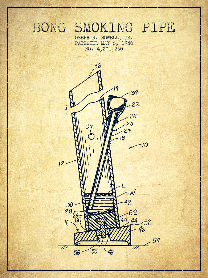 Bong Smoking Pipe Patent1980 - Vintage Digital Art