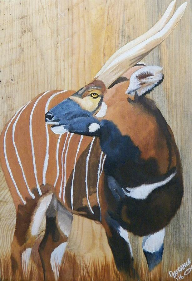 Bongo Antelope On Wood Painting