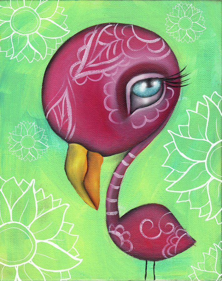 Bonita the Flamingo Painting by Abril Andrade