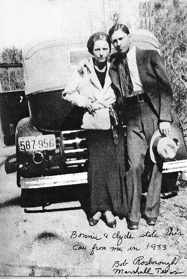 Bonnie and Clyde with a car Clyde stole 1933 Photograph by David Lee Guss