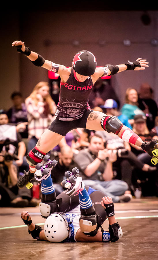 Roller Derby Photograph - Bonnie Thunders Goes Airborne by Paul Robertson