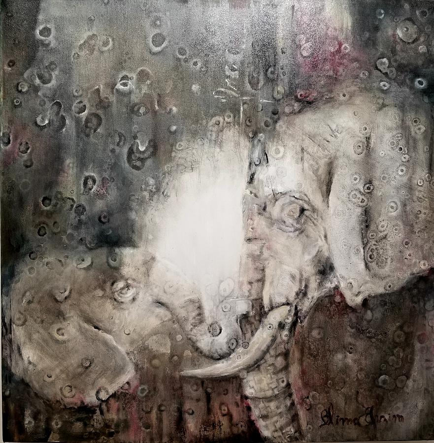 Elephant Painting - Born Free by Blima Efraim