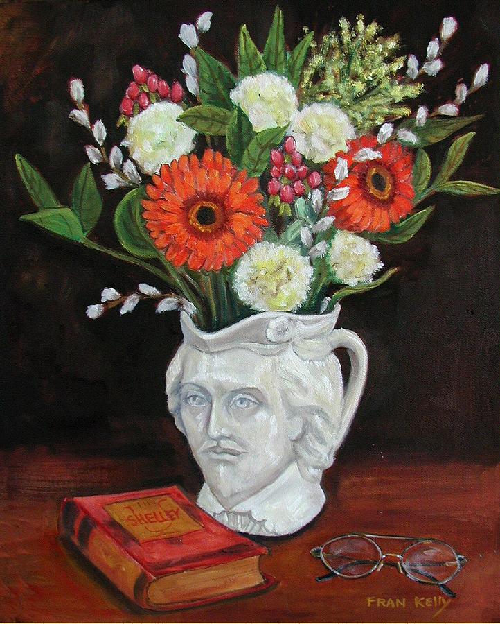 Still Life Painting - Book and Flowers by Fran Kelly