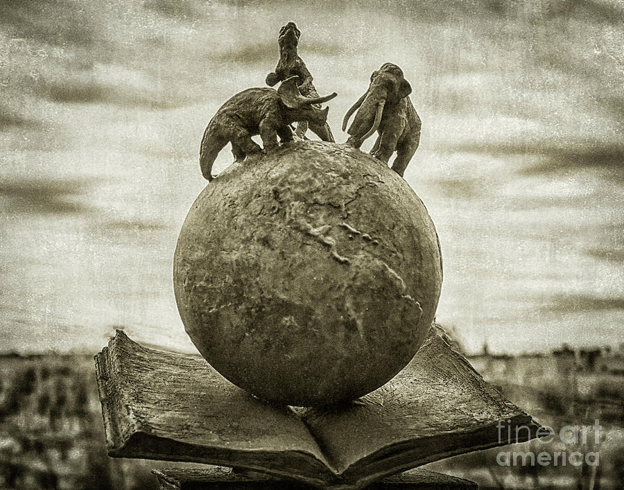 Book globe and dinosaurs Photograph by Izet Kapetanovic