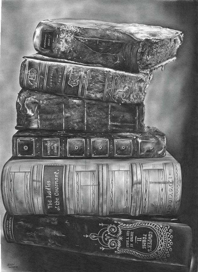 Books Drawing by Jerry Winick