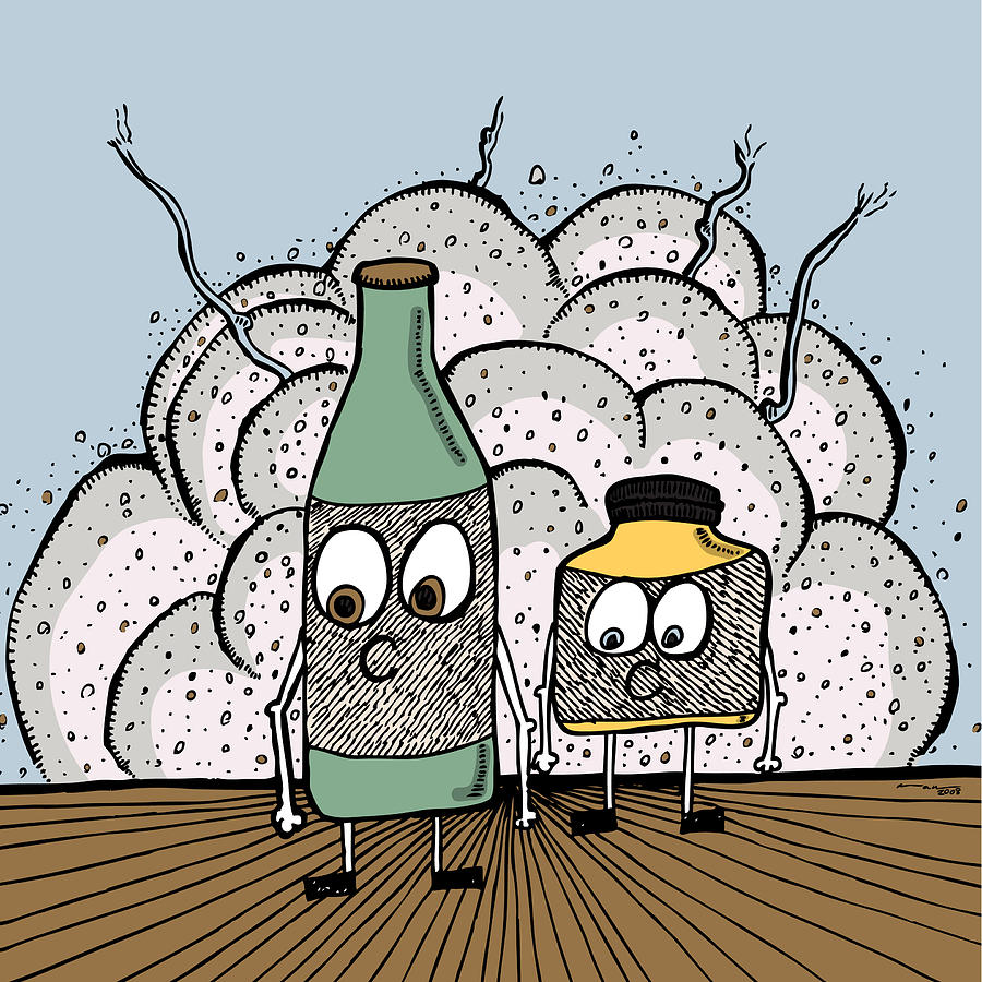 Bottle Drawing - Boom Color by Karl Addison