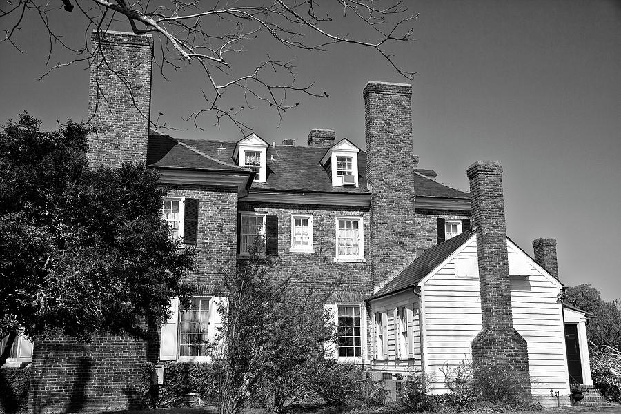 Boone Hall In Black And White Photograph