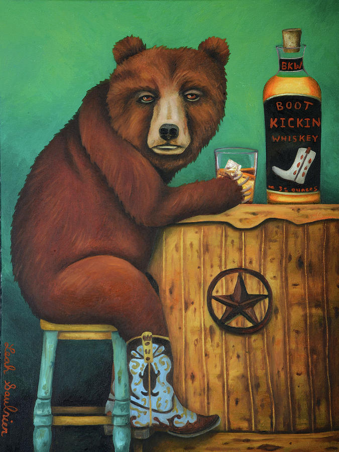 Bear Painting - Boot Legger  by Leah Saulnier The Painting Maniac