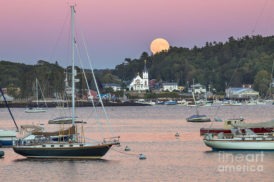 Boat Photograph - Boothbay Harbor Supermoon by Benjamin Williamson