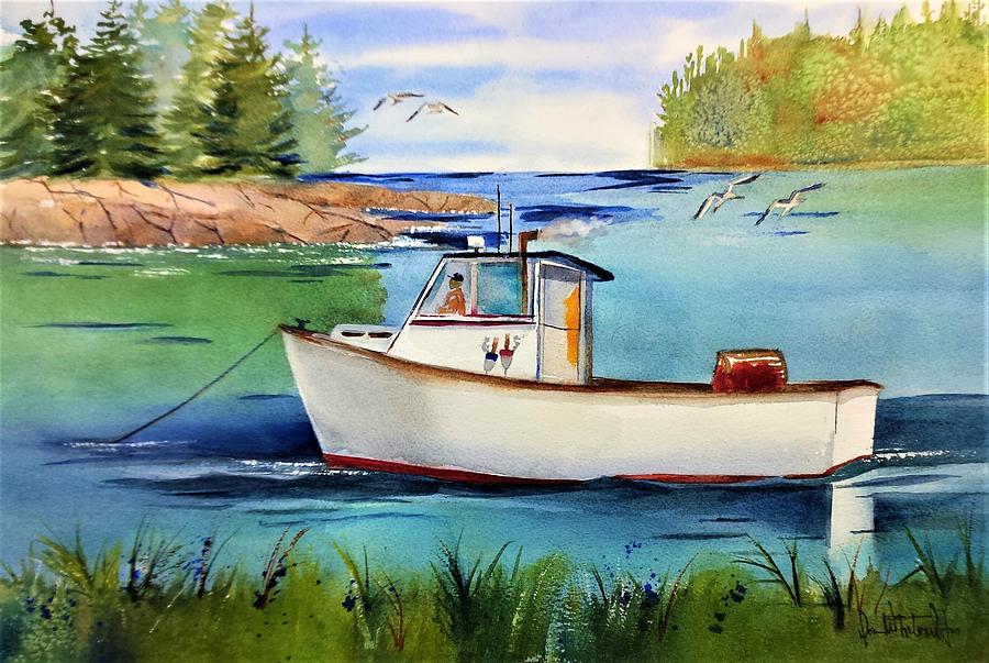 Boothbay, Maine Lobster Boat Painting by Donald M Whitesel | Fine Art ...