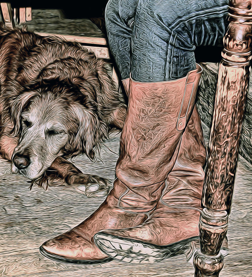 Boots and Buddy Muted Tones Photograph by Judy Vincent