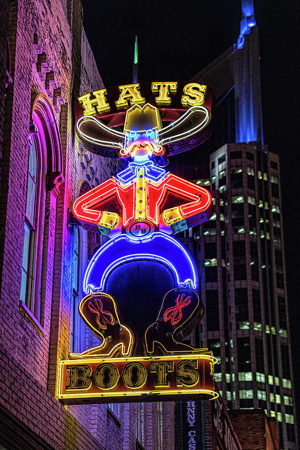 Boots and Hat Neon Sign Photograph by Josh Bryant
